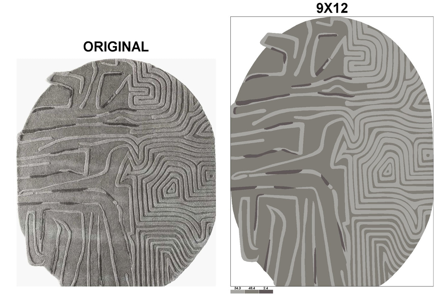 Gray Color Irregular Design Area Rug