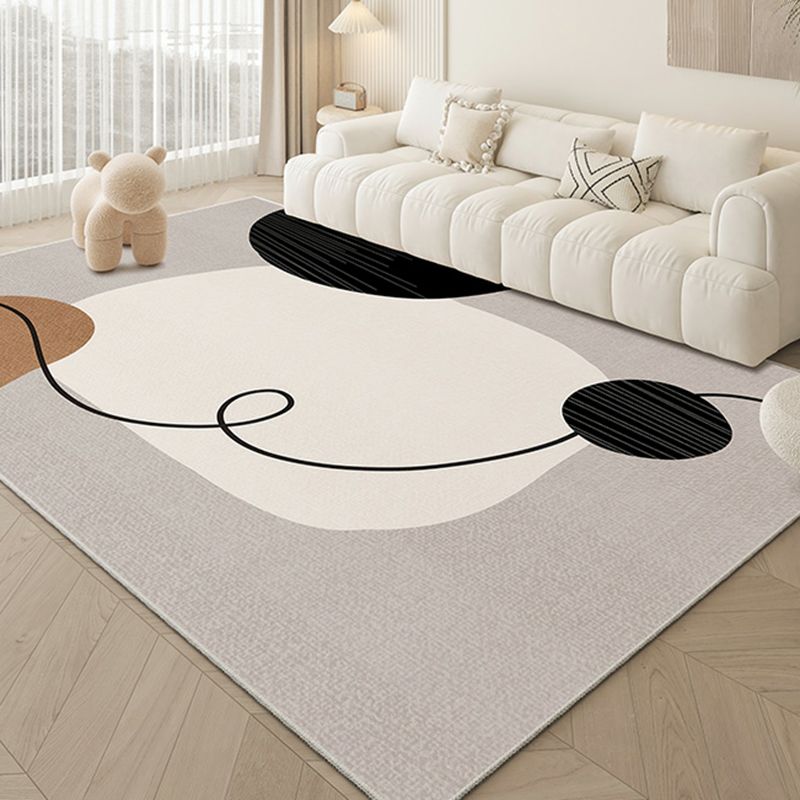 Gray and White Color Modern Design Rug