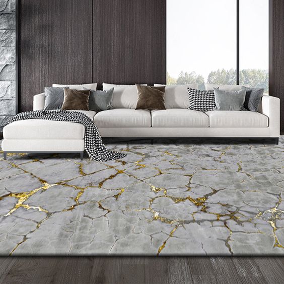 Grandeur Luxe Gray and Golden Color Design Rug