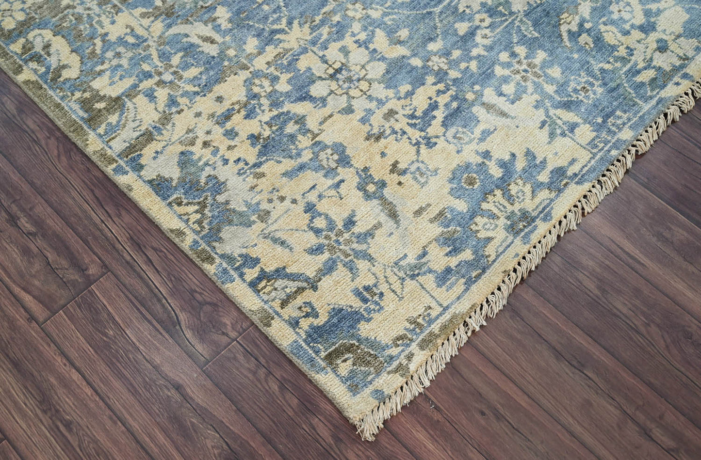 Loom Bloom Blue Turkish Oushak Wool Area Rug