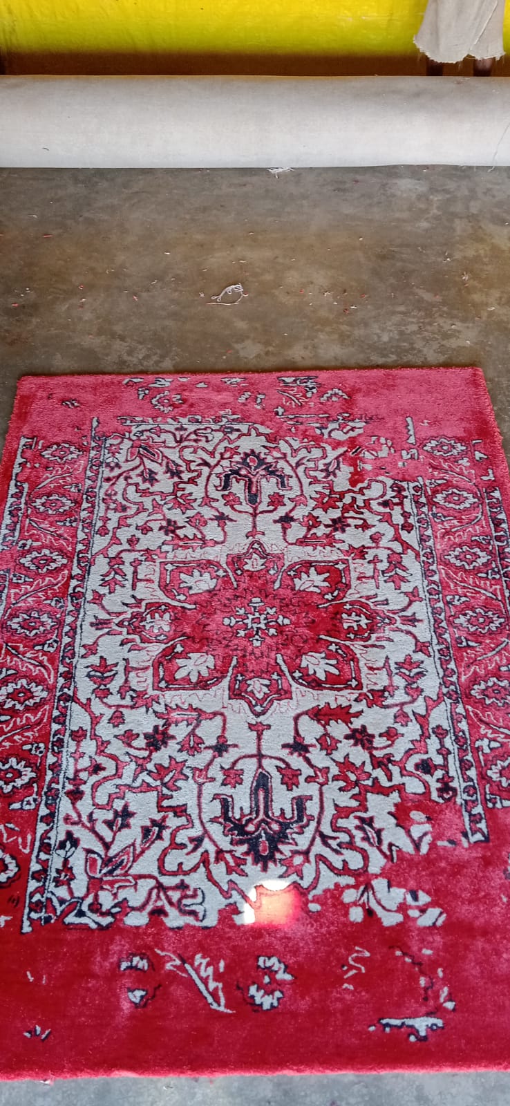 Blue , Red Color Persian Design Hand Tufted Area Rug