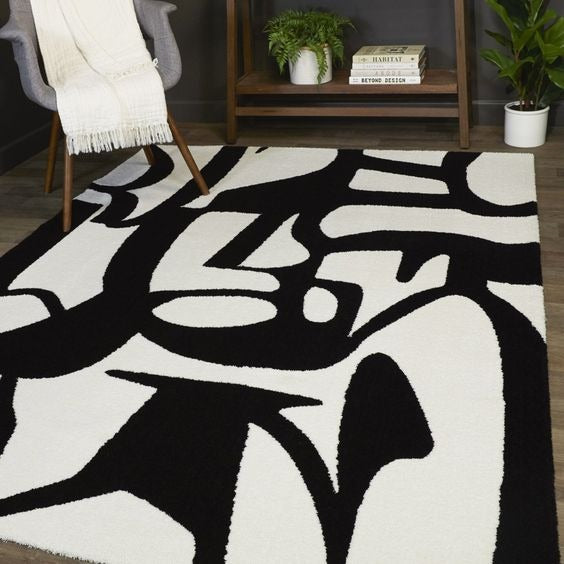 White+ Black Pattern Area Rug