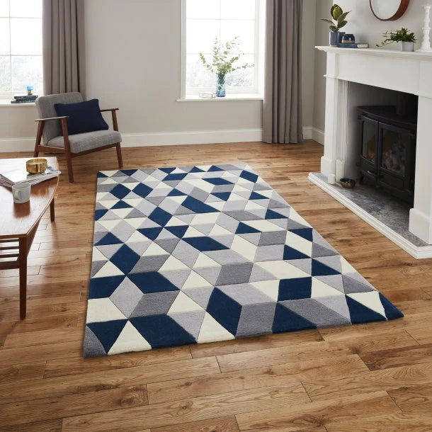 Blue + Gray Color Classic Design Area Rug