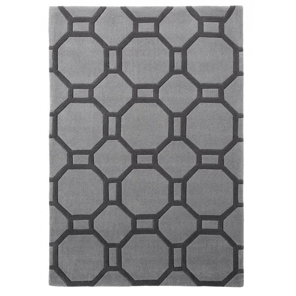 Gray Color Geomatrical Design Area Rug