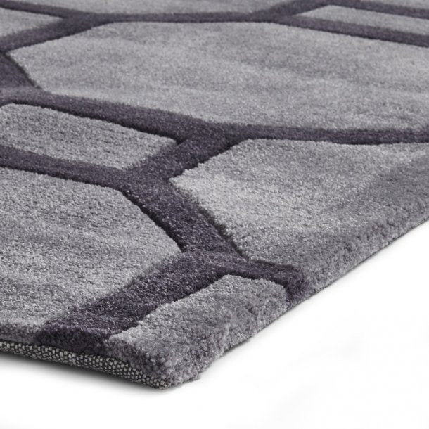 Gray Color Geomatrical Design Area Rug