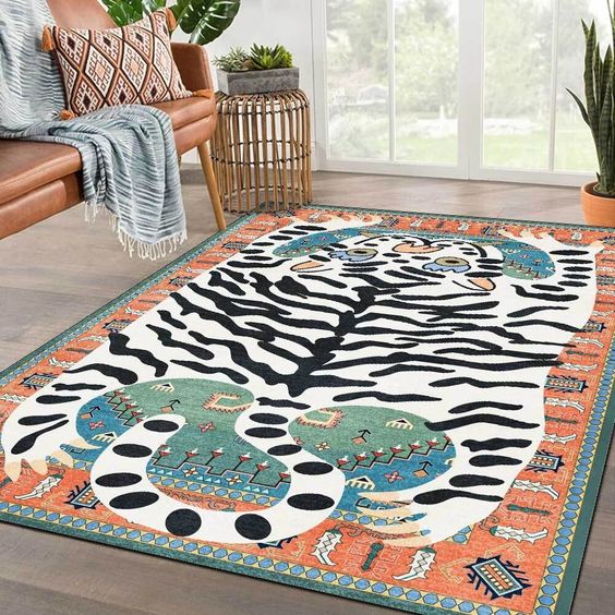 Multicolor Color Leopard Design Rug