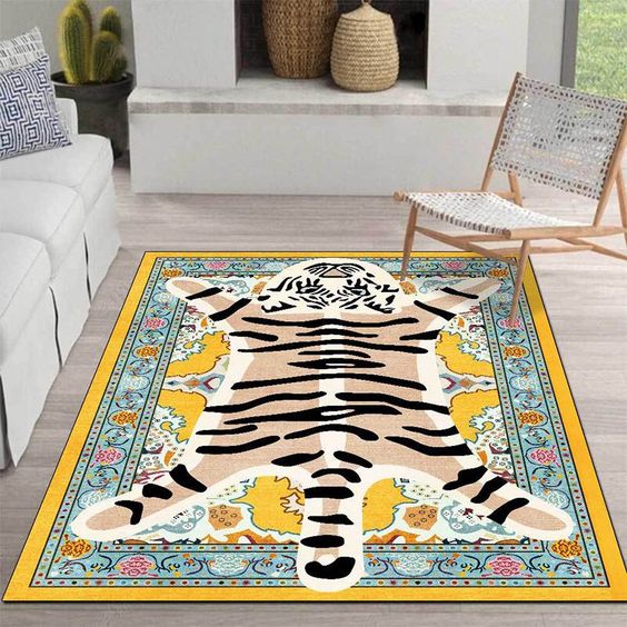 Yellow Color Leopard Design Rug