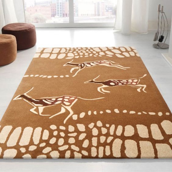 Brown Color Hiran Design Premium Rug Bisha Rugs