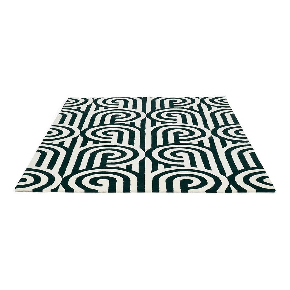 White and Black Geometrical Design Hand-Tufted Rug-Bisha Rugs