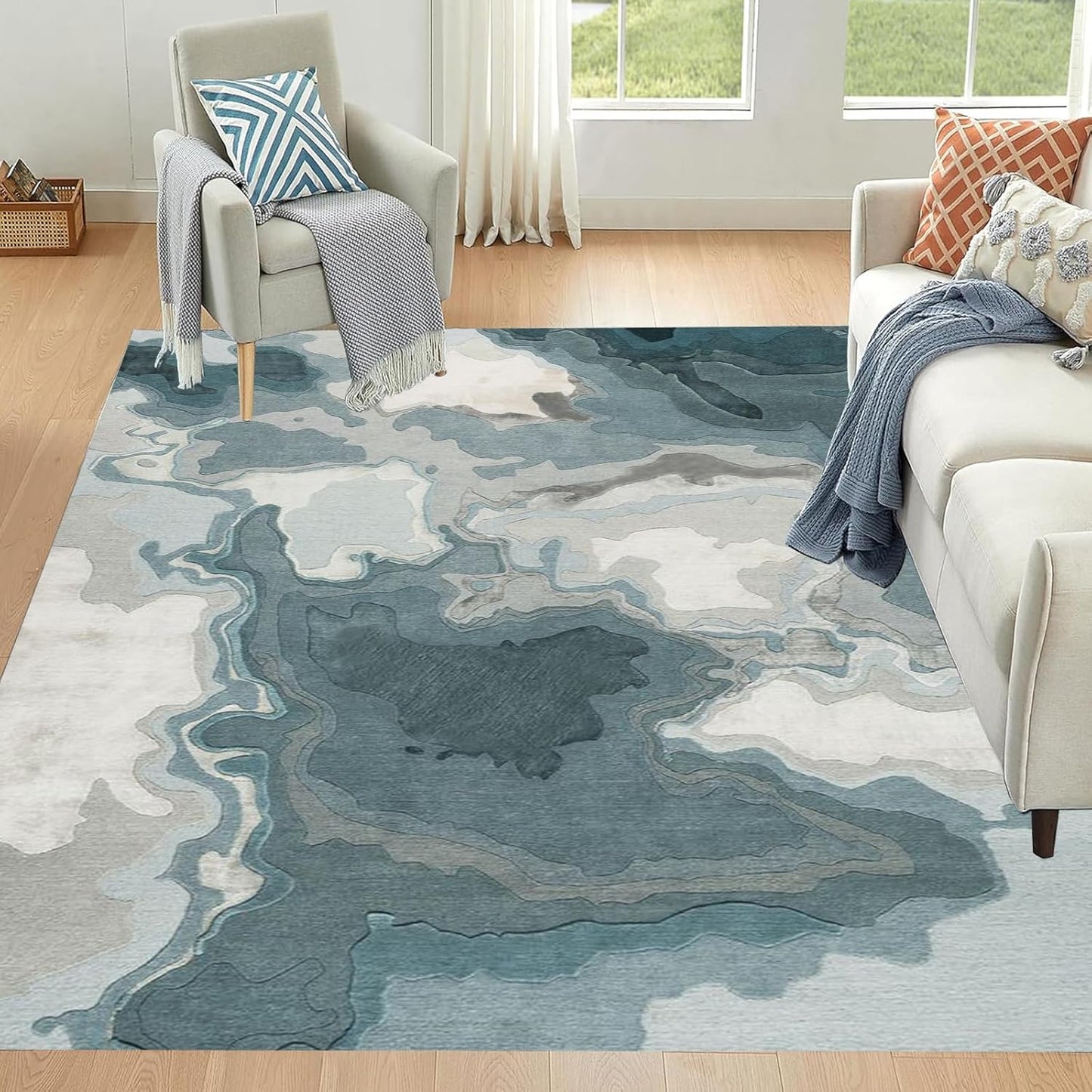 Teal Multicolor Premium Design Rug -Bisha Rugs
