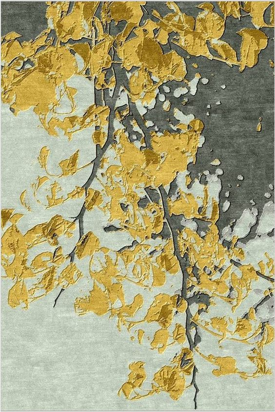 Mustard and Gray Luxury Design Rug -Bisha Rugs