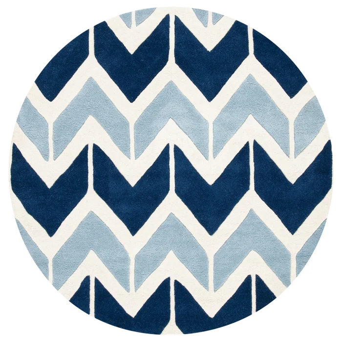 Blue & White Round Area Rug