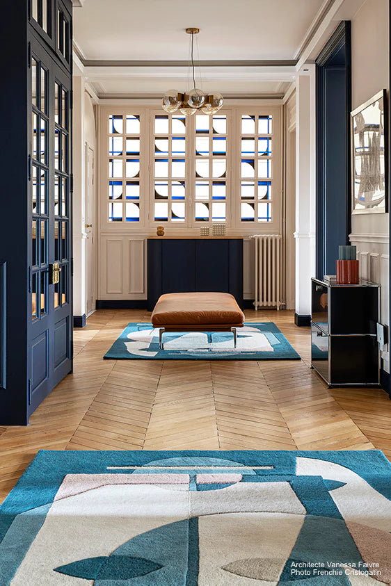 Geomatrical Design Woolen Area Rug -Bisha Rugs