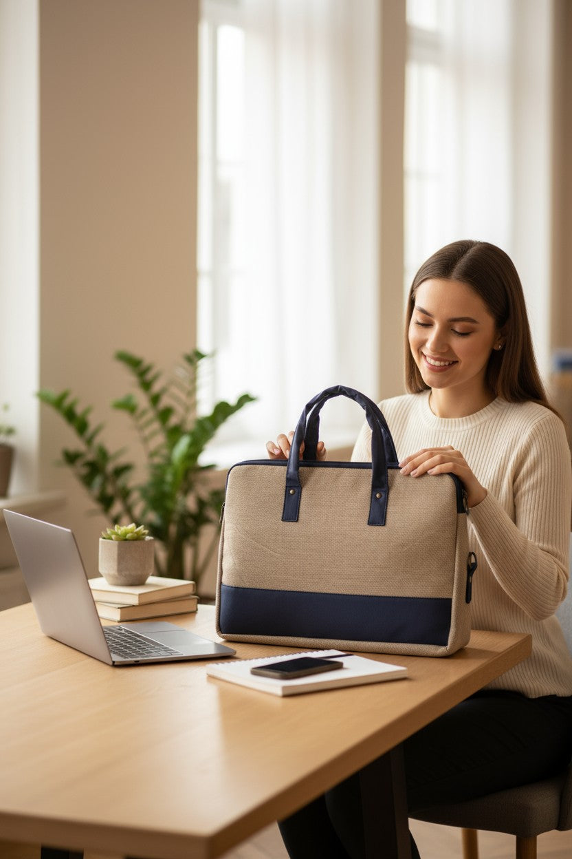 Minimalist Jute Laptop Bag – Perfect Balance of Elegance & Everyday Utility