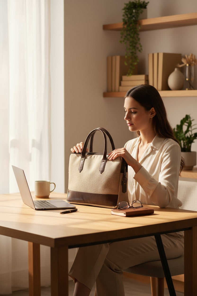 Stylish Jute Laptop Bag – For Office Days, Coffee Dates & Weekend Getaways