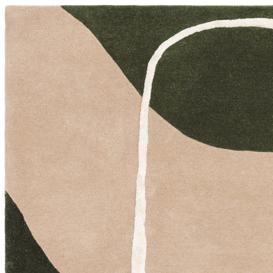 Modern Design Rug in Moss Green and Blue Color -Bisha Rugs