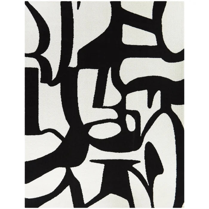Black and White Geomatrical Design Rug
