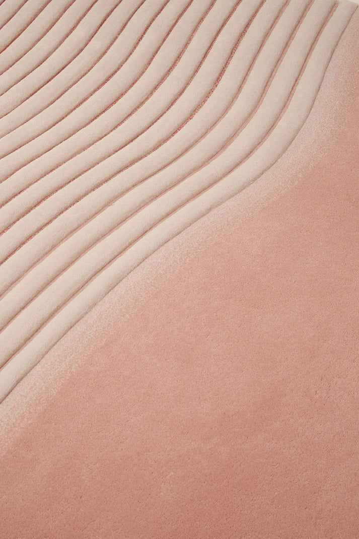 Peach And Cream Color Contour Design Area Rug - Bisha Rugs