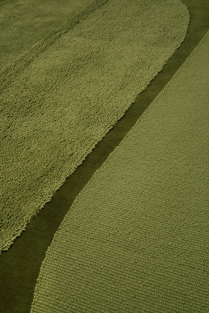 Green Color Terra Design Area Rug-Bisha Rugs