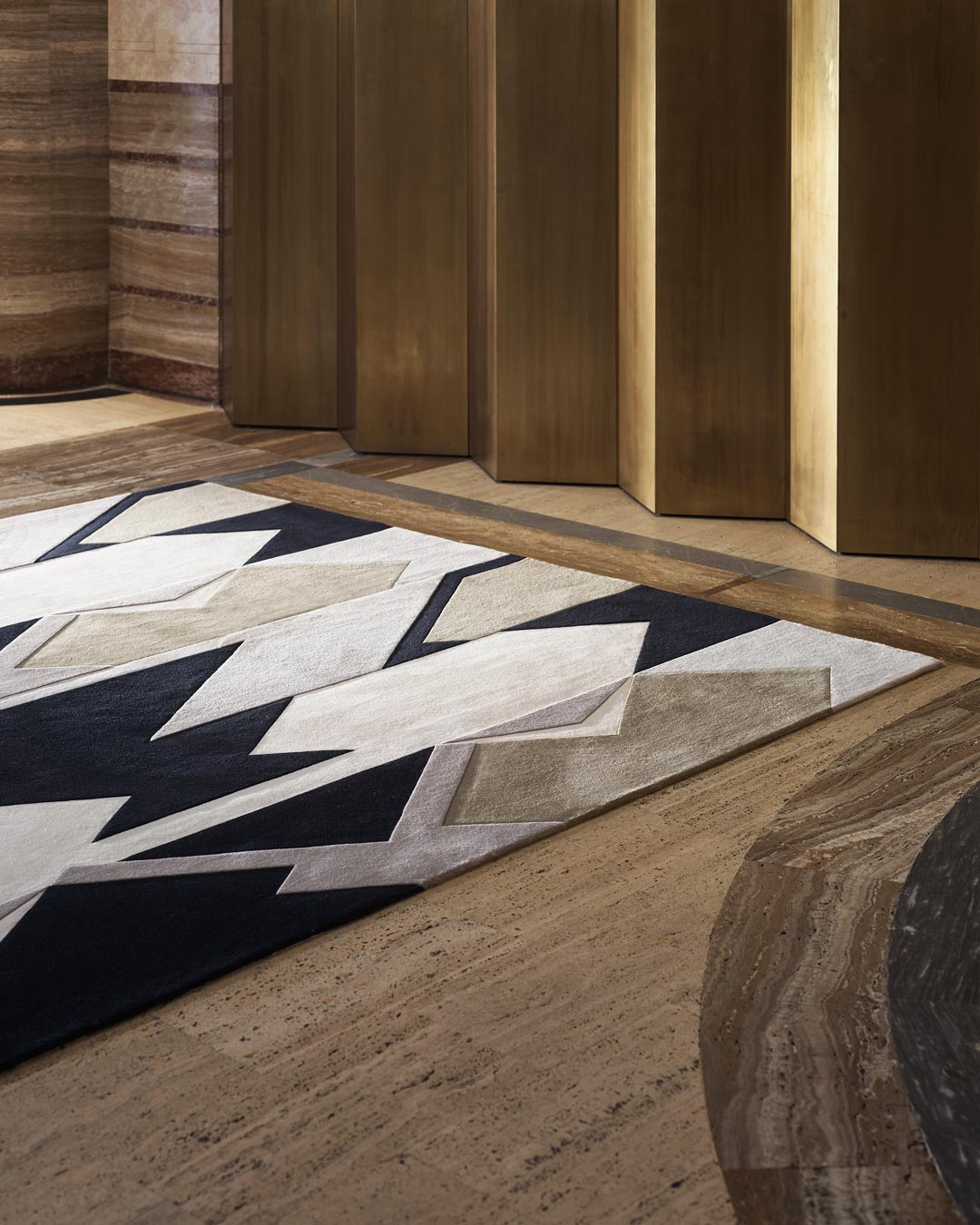Golden Geometric Modern Area Rug-Bisha Rugs