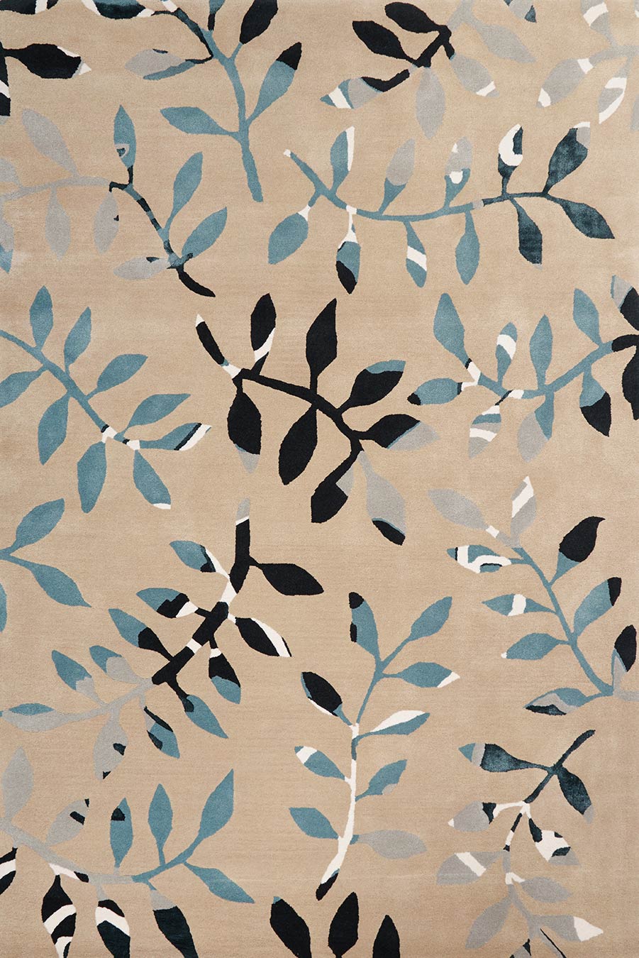 Fernery Teal and Beige Color Premium Design Hand-Tufted Area Rug-bisha-rugs