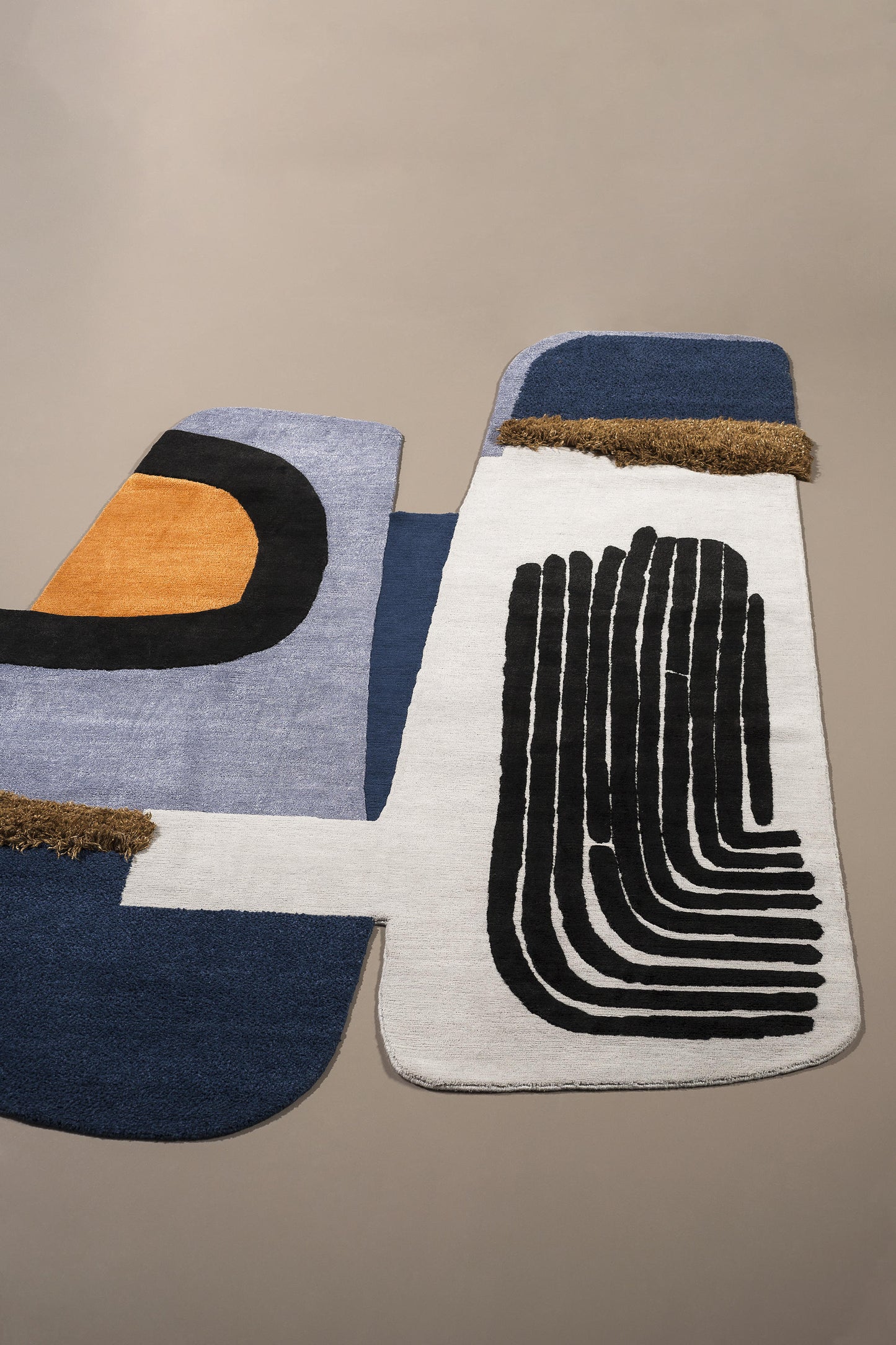 Premium Exotic Rug for Living Room in Multicolor - Irregular Shape Rugs