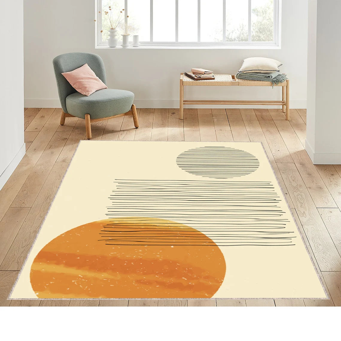 Orange Color Classic Tufted Area Rug