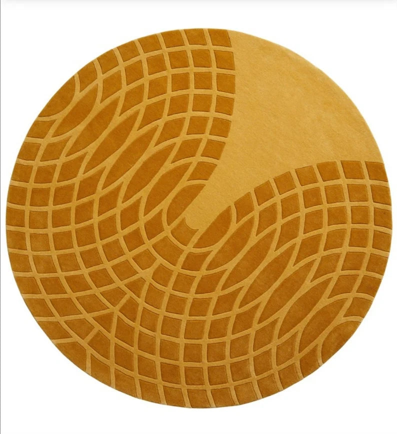 Mustard Color Modern Round Area Rug