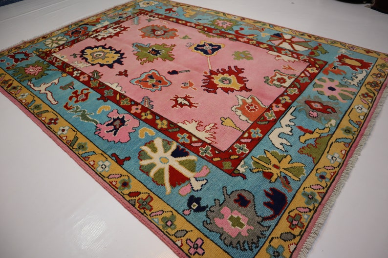 Colorful Oushak Wool Area Rug