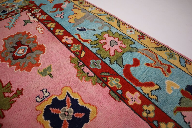 Colorful Oushak Wool Area Rug