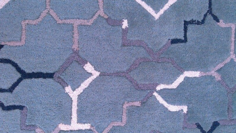 Gray Color Geometrical Handmade Rug-Bisha Rugs