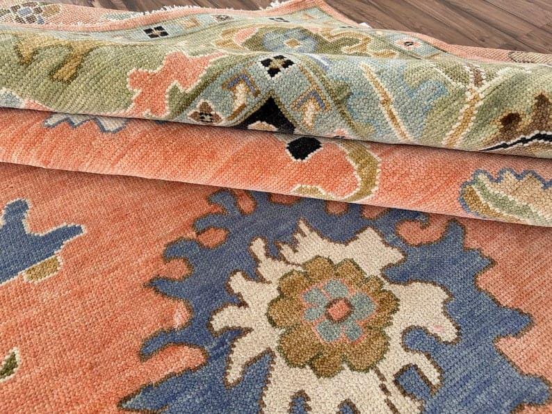 Pink Oushak Wool Area Rug