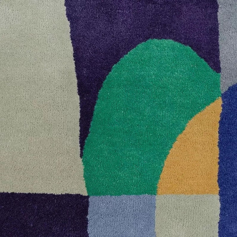 Modern Design Blue Color Hand-Tufted Rug-Bisha Rugs