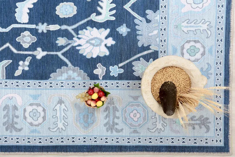 Floral Pastel Oushak Wool Area Rug
