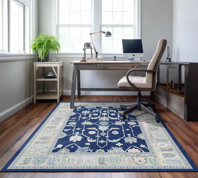 Floral Pastel Oushak Wool Area Rug