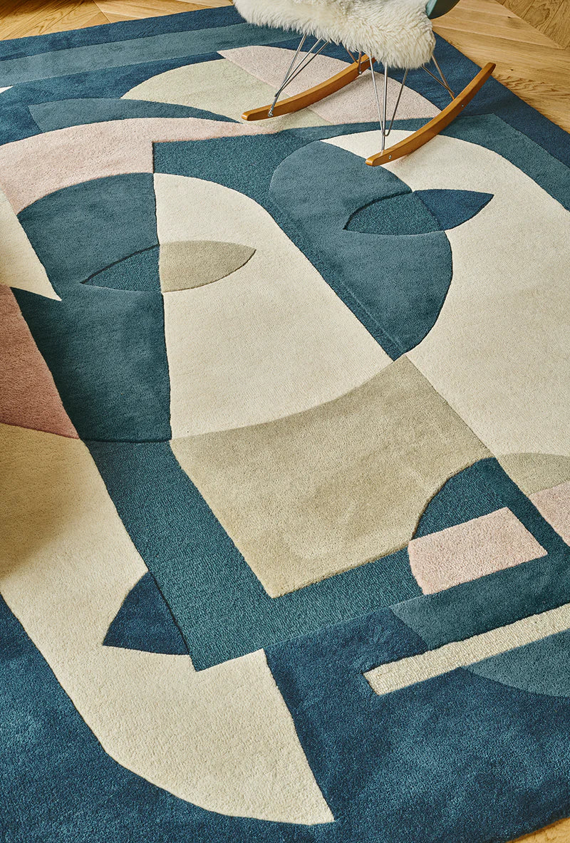 Geomatrical Design Woolen Area Rug -Bisha Rugs