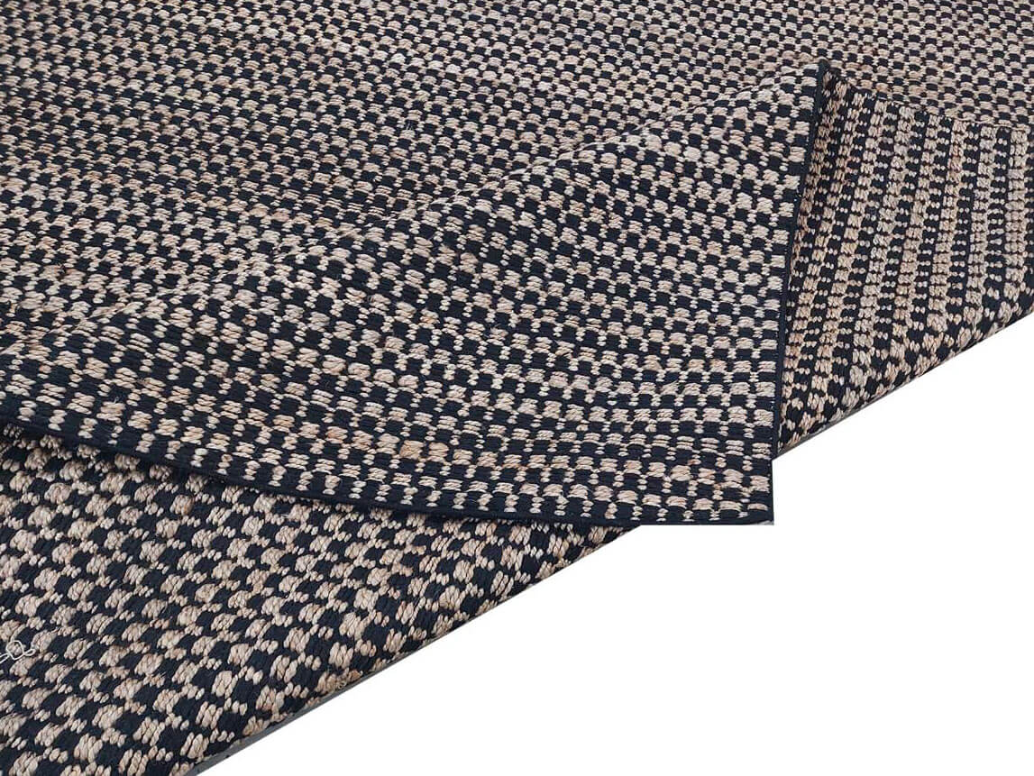 CHEQUERS – NATURAL JUTE & BLACK RUGS