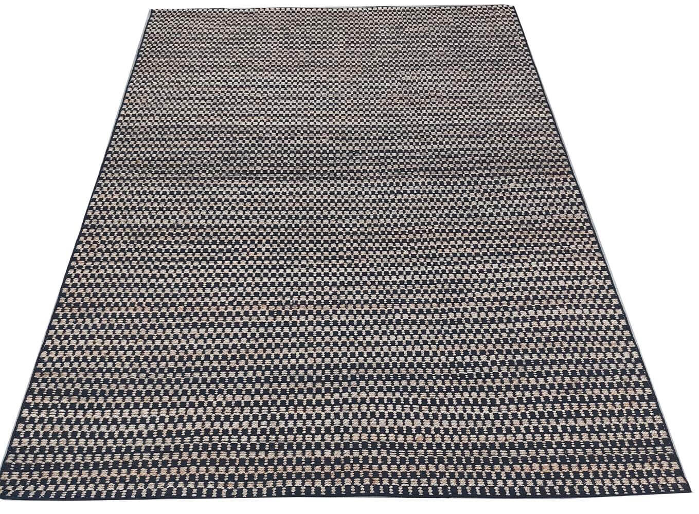 CHEQUERS – NATURAL JUTE & BLACK RUGS