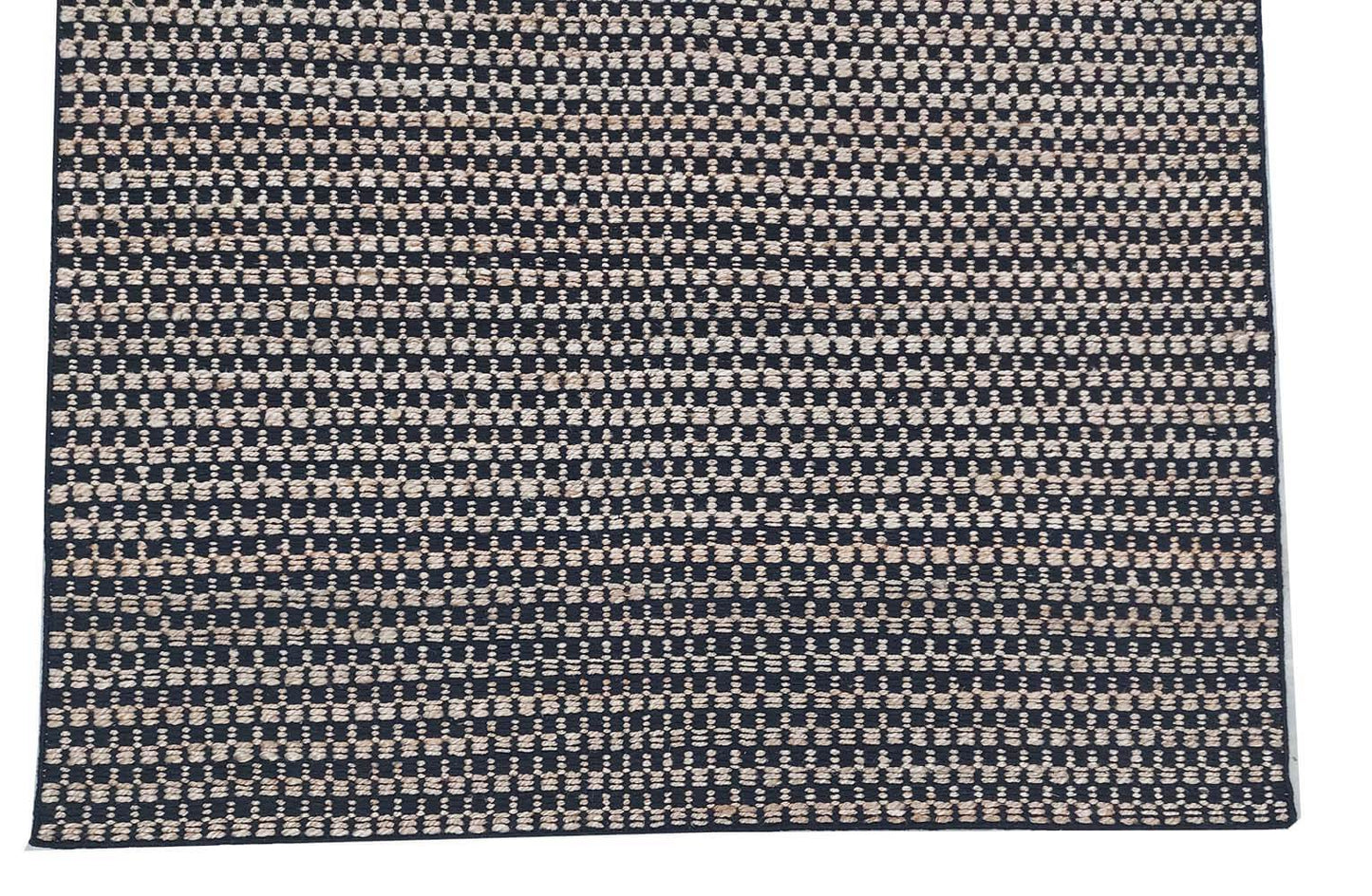 CHEQUERS – NATURAL JUTE & BLACK RUGS