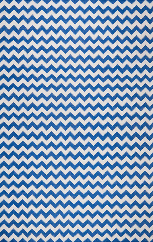 CHEVRON ILLUSIONS – AZURE BLUE & WHITE RUGS