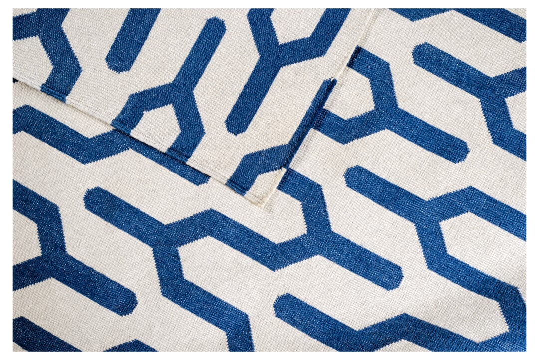 JAIPUR JIGGLE – OCEAN BLUE & WHITE RUGS