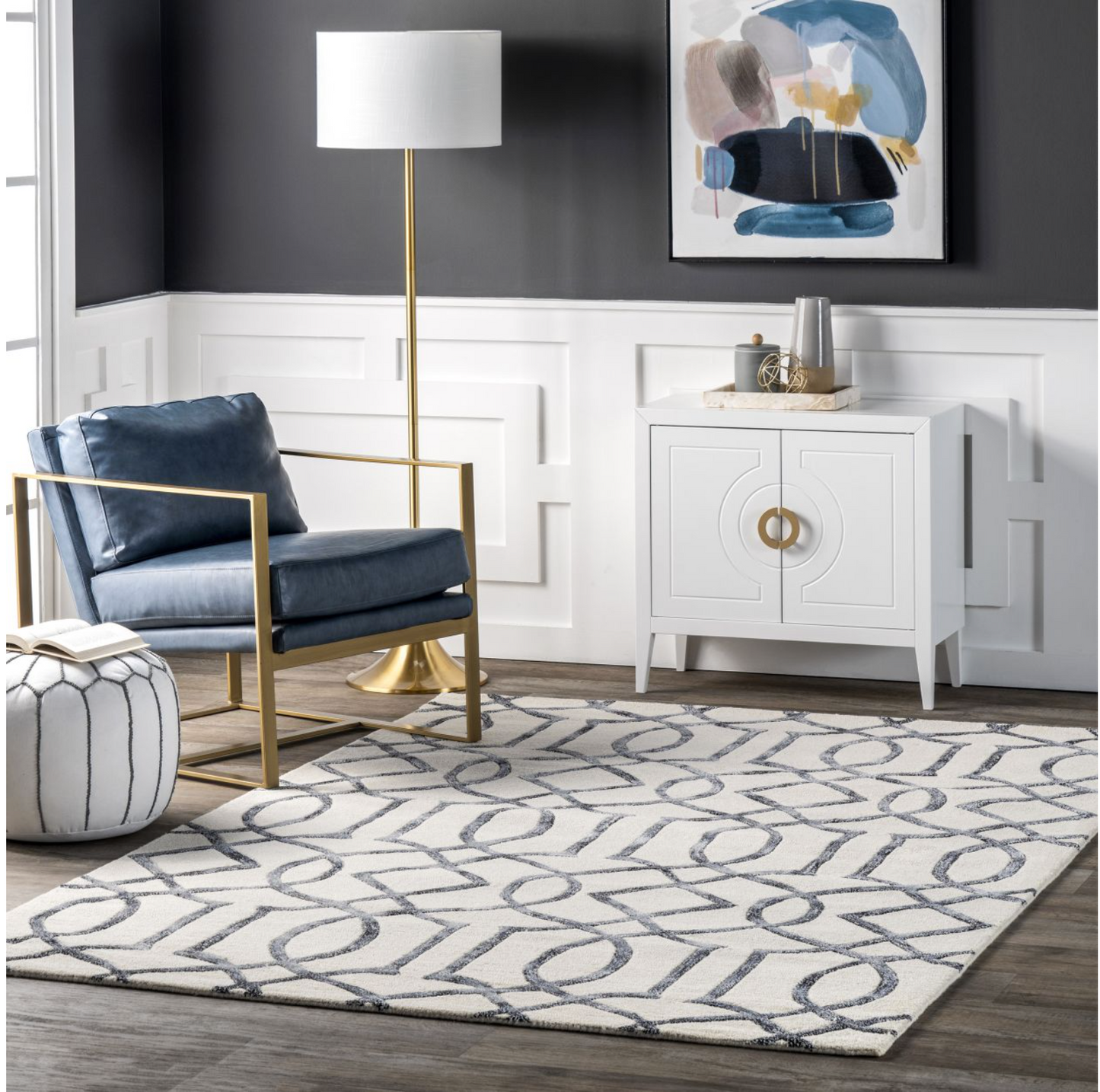 Silver Wool Imperial Trellis Area Rug