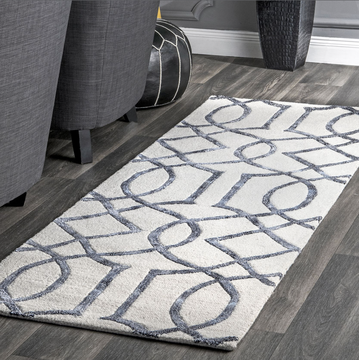 Silver Wool Imperial Trellis Area Rug