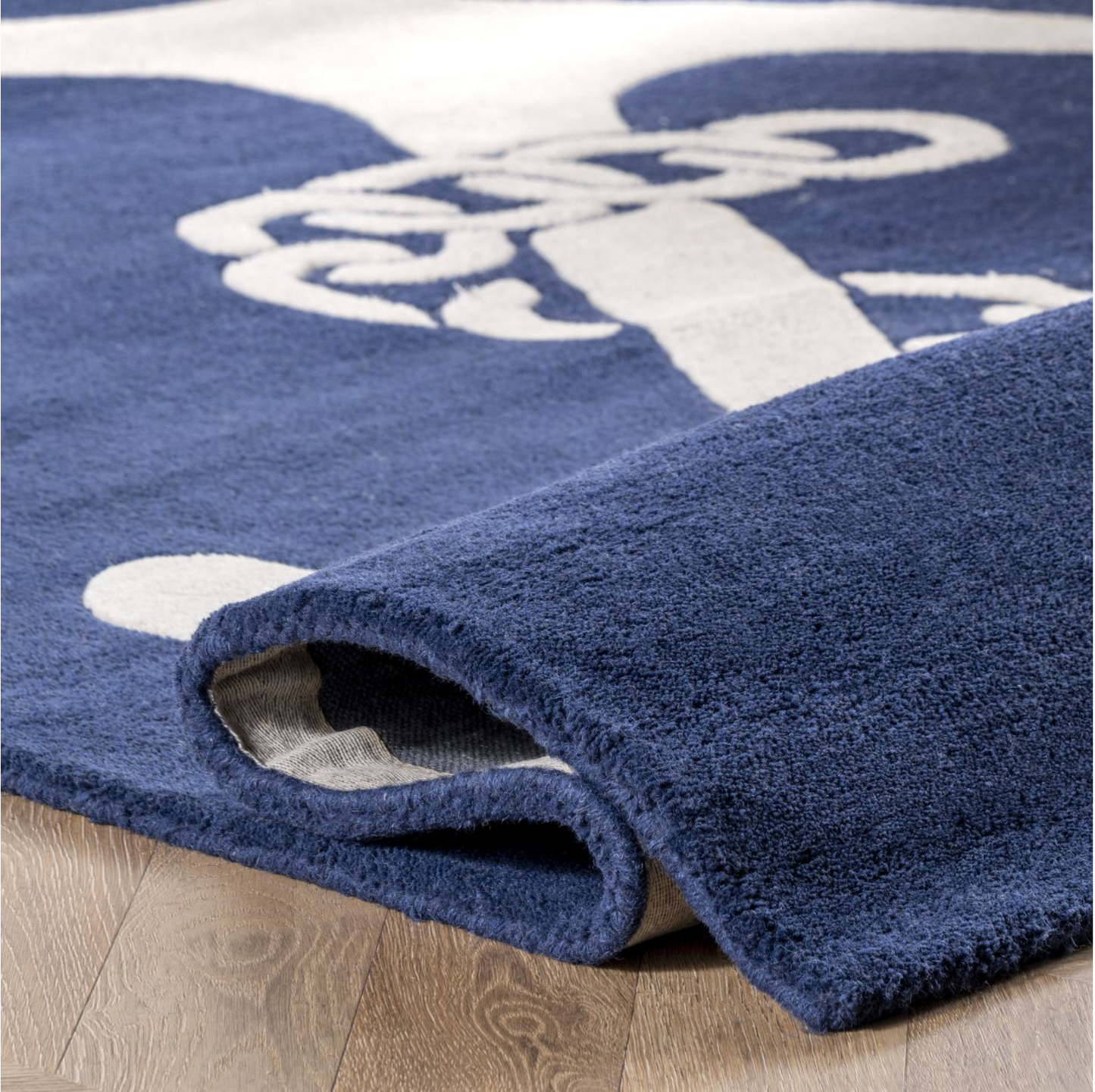 Navy Nautical Anchor Area Rug