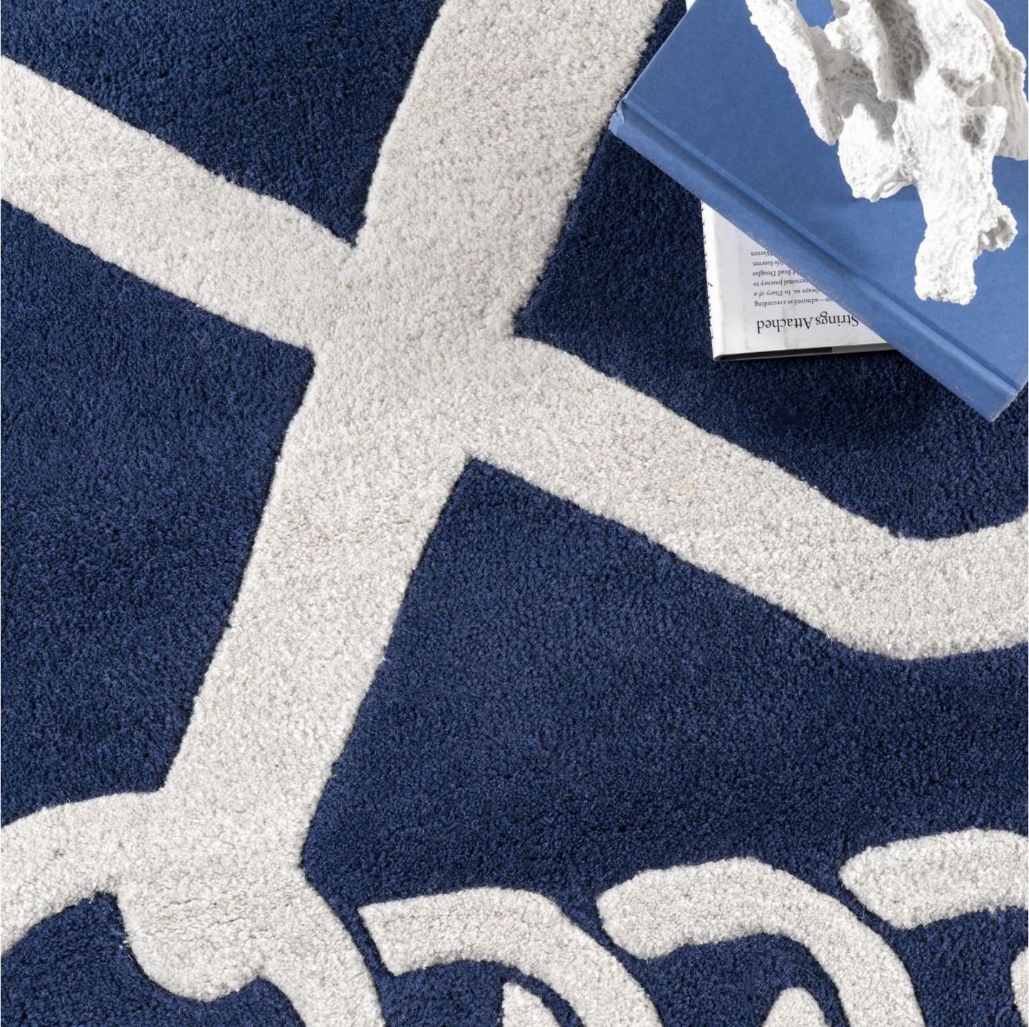 Navy Nautical Anchor Area Rug