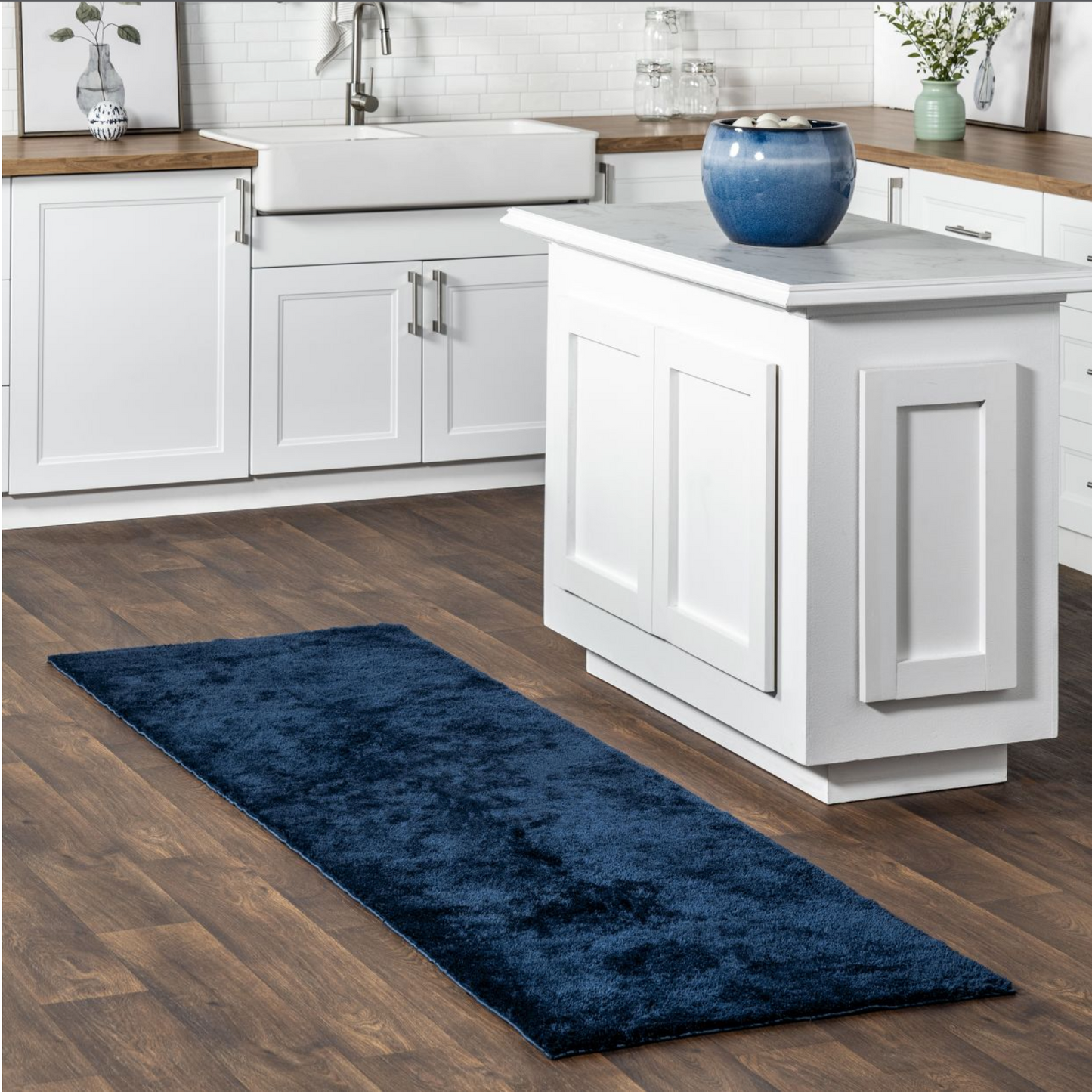 Navy Blue Solid Area Rug