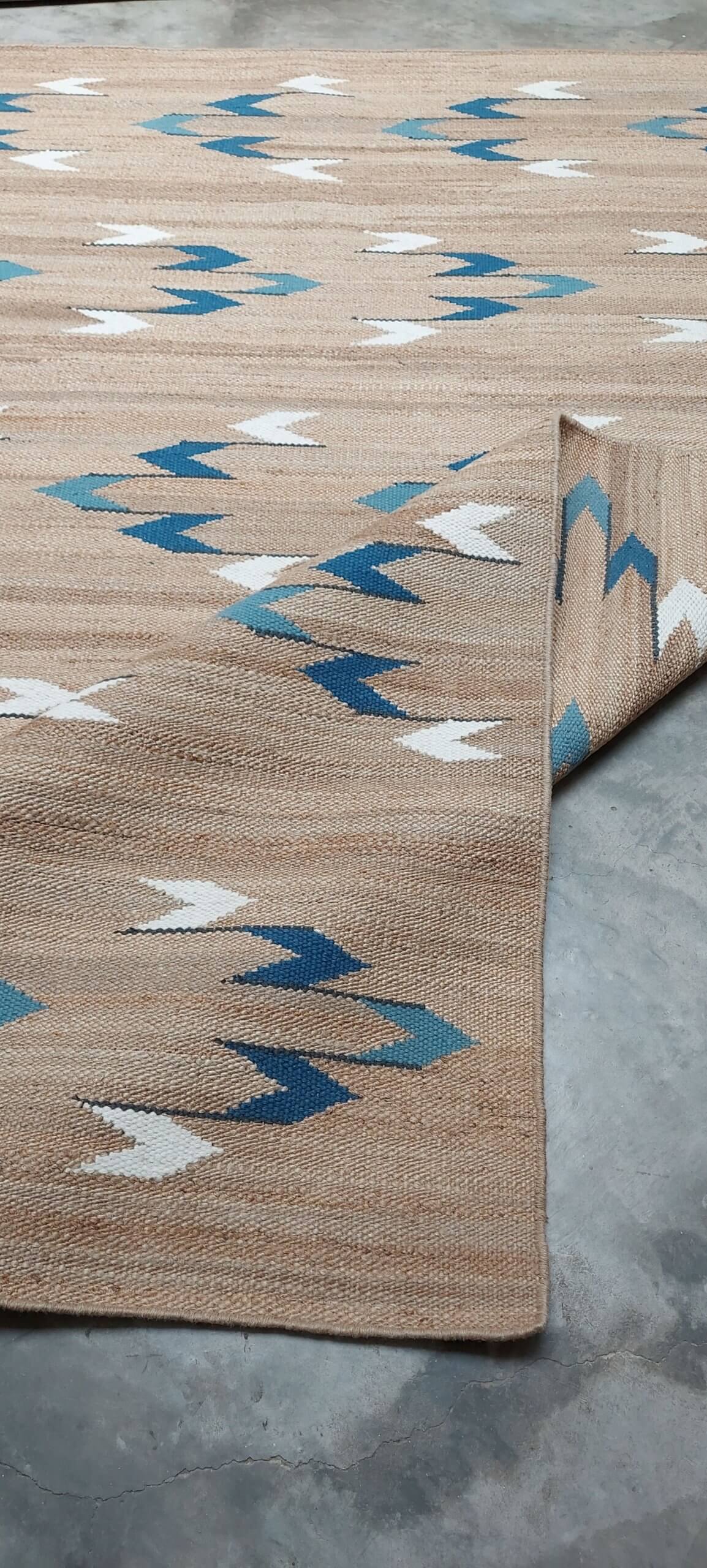 NATURAL JUTE & BLUE PARADE RUGS