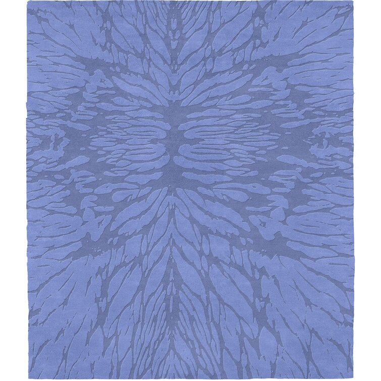 Water Blue Tufted Wool Abstract Area Rug