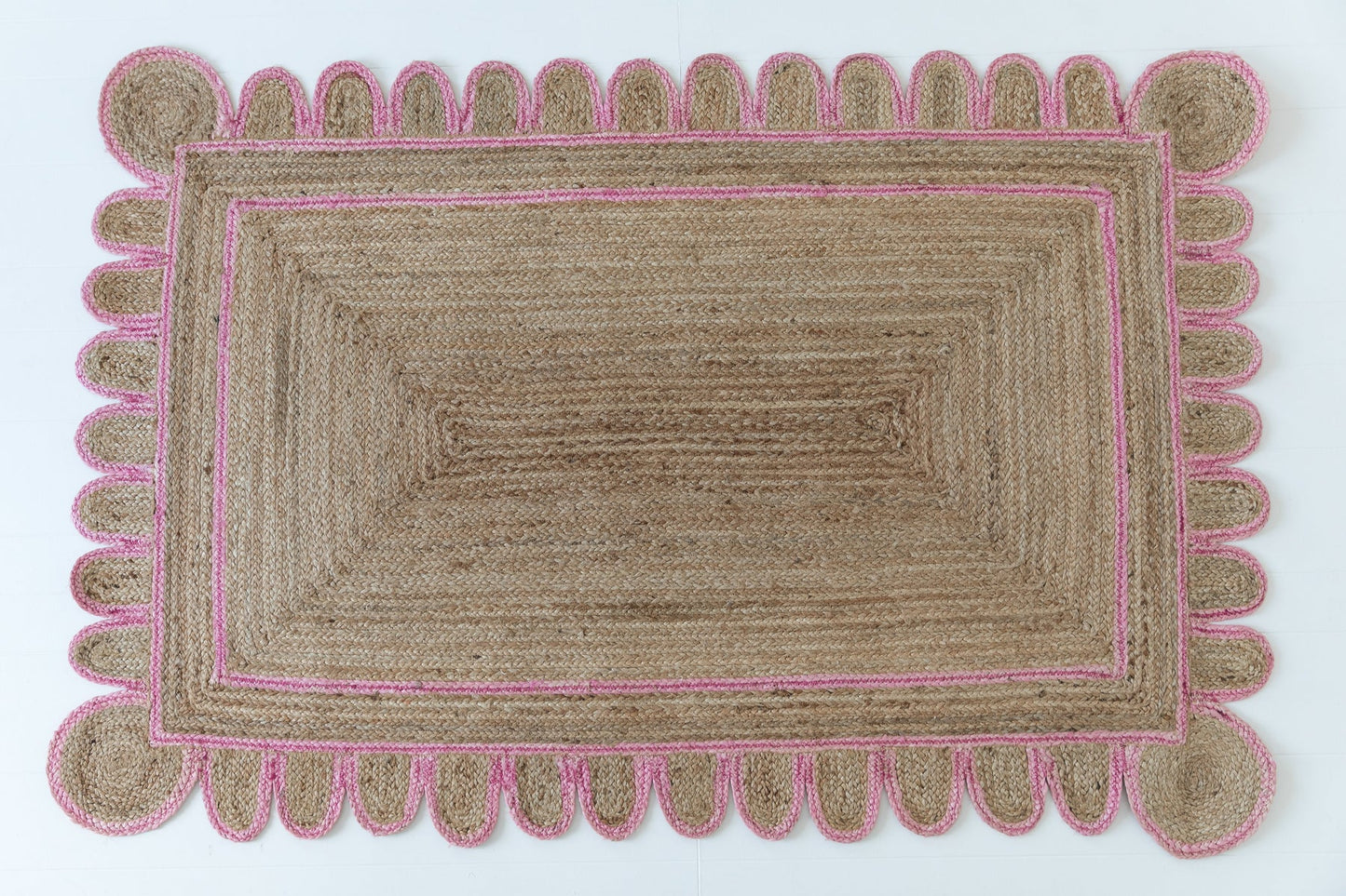 PINK SCALLOPED JUTE Handwoven