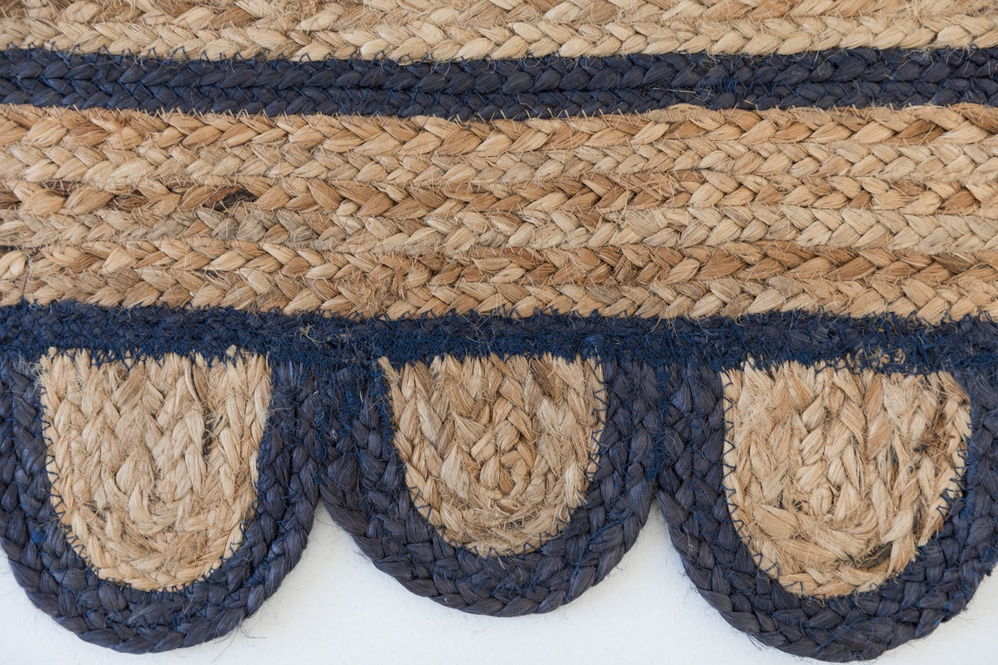 NAVY SCALLOPED JUTE Handwoven Rug